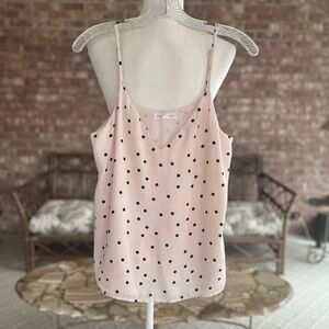 Socialite Camisole Blush Polka Dot Scalloped V-Neck Crepe Fabric M